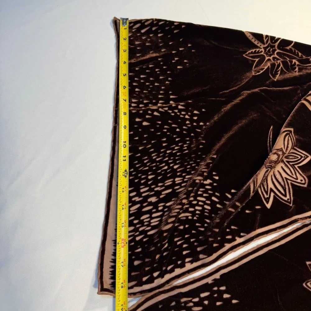 Georgina‎ von Etzdorf Brown Devore Velvet Silk Floral Scarf Made in England 66